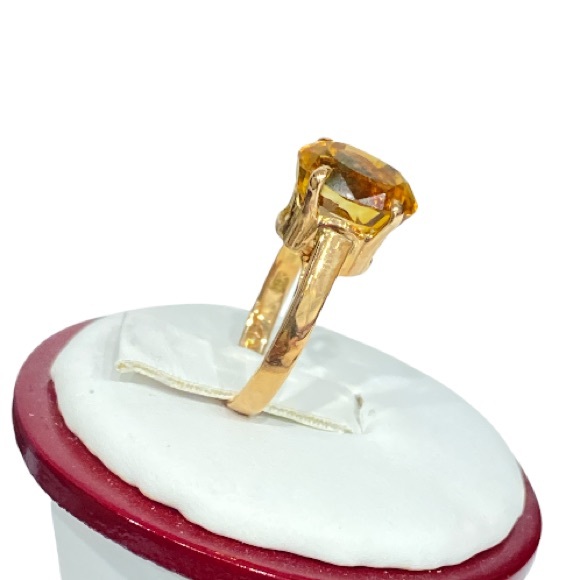 18K Yellow Gold Citrine Stone Ring but the reality it's a 14k - Picture 2 of 10